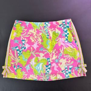 Lilly Pulitzer Girls Size 14 Runaway Skort - Pink & Green Fish Coral Sea Print